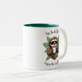 Sip Smile Sloth Funny Coffee Tasse (VorderseiteRechts)