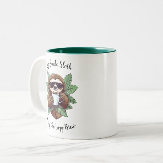 Sip Smile Sloth Funny Coffee Tasse (Vorderseite Links)