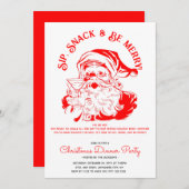 Sip Snack & Be Merry Funny Santa Claus Einladung (Vorne/Hinten)