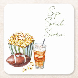 Sip Snack Score Gameday Rechteckiger Pappuntersetzer
