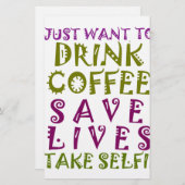 Sip, Snap Wiederholung Chasing Koffein Selbstheilt Briefpapier (Vorne/Hinten)