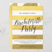 SIP, SPARKLE, SHINE JUNGGESELINNEN-ABSCHIED Einlad Einladung (Vorne/Hinten)