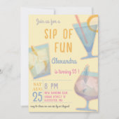 Sip Spaß Cocktail Erwachsenen Geburtstagseinladung Einladung (Vorderseite)