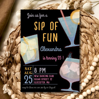Sip Spaß Cocktail Erwachsenen Geburtstagseinladung Einladung