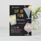 Sip Spaß Cocktail Erwachsenen Geburtstagseinladung Einladung (Stehend Vorderseite)