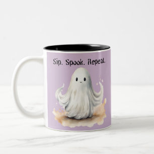 Sip Spook Wiederholung Ghost Creepy Spooky Spaß Ha Zweifarbige Tasse