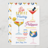 Sip Spritz Hooray Party Cocktails Getränke Geburts Einladung (Vorne/Hinten)