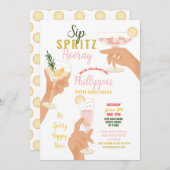 Sip Spritz Hooray Party Cocktails Getränke Geburts Einladung (Vorne/Hinten)