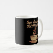 Sip Svor Wiederholung - Retro Coffee Lover Geschen Kaffeetasse (VorderseiteRechts)