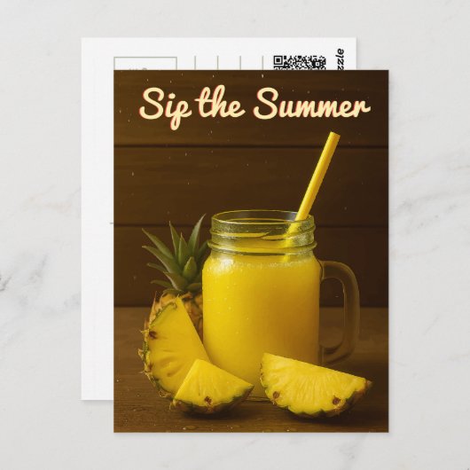 Sip the Summer - Ananas Juice Postkarte (Vorne/Hinten)