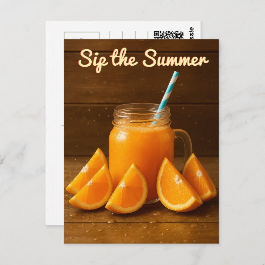 Sip the Summer - Orange Juice Fruit Postcard Postkarte (Vorne/Hinten)
