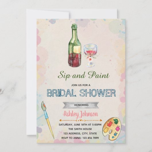 Sip- und Farben-Party Einladung (Vorderseite)