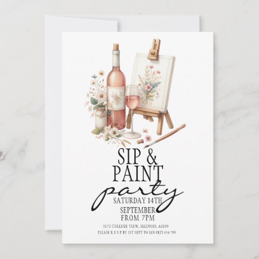 Sip und Paint-Party Einladung (Vorderseite)