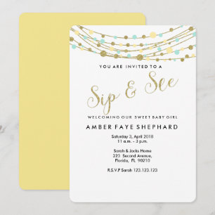 Sip und See laden, neues Baby, willkommenes Party Einladung