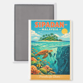 Sipadan-Insel, Malaysia, in lebendigem Magnet (Vorderseite/Rückseite)