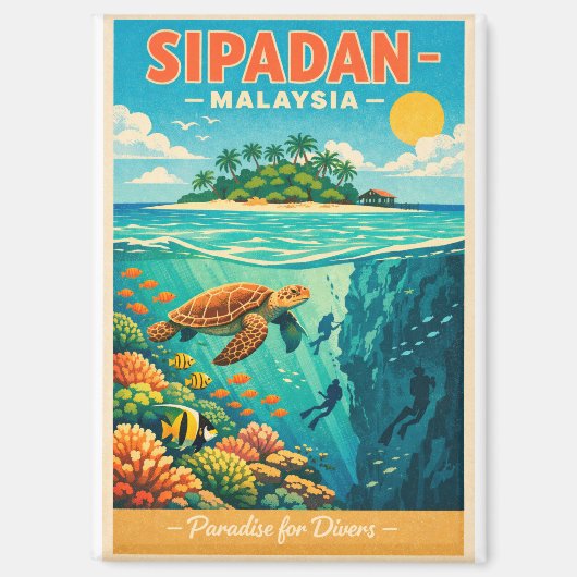 Sipadan-Insel, Malaysia, in lebendigem Magnet (Vorderseite)