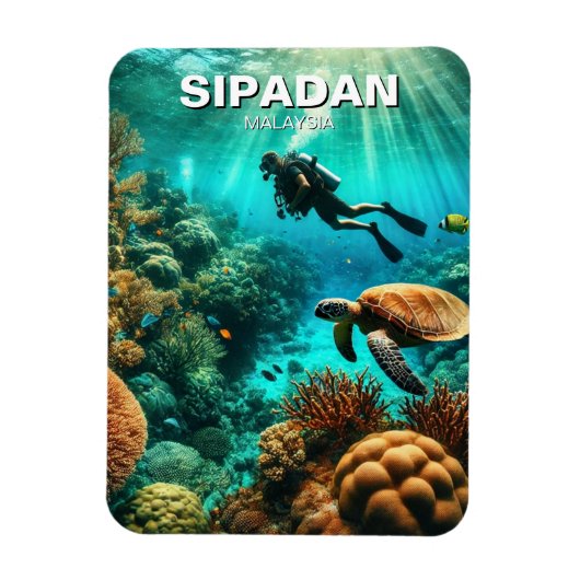 Sipadan Malaysia Scuba Diver Magnet (Vertikal)