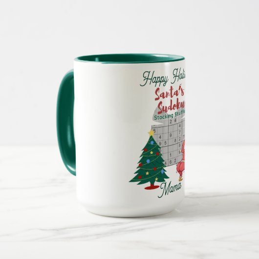 Sippe und Solve: Gemütlicher Weihnachts-Sudoku-Kaf Tasse (Vorderseite Links)