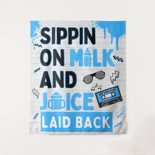 Sippin auf Milch & Juice Blue/Black Hip Hop Geburt Wandteppich (Vorderseite)