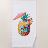 Sippin’ & Chillin’ Sommerparty-Design Strandtuch (Vorderseite)