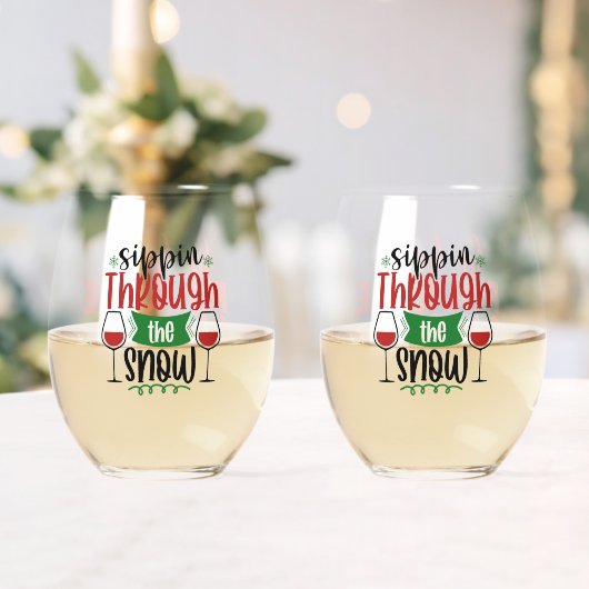 Sippin' Through The Snow Wine Christmas Weinglas Ohne Stiel (Insitu (Hochzeit))
