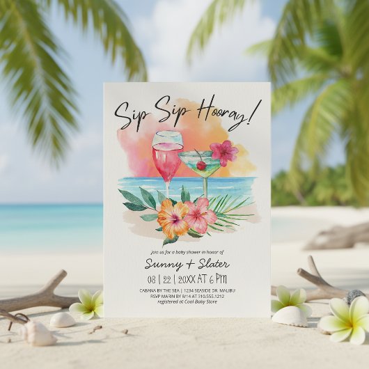 Sippin' | Tropical Beach Baby Dusche Einladung