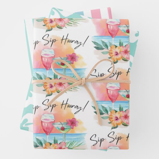 Sippin' | Tropical Beach Hibiskus Hooray Geschenkpapier Set (Beispiel)