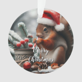 Sipping Eichhörnchen Acrylic Christmas Ornament