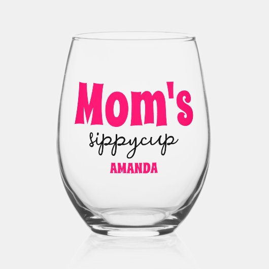 Sippy Cup der personalisierten Mama Weinglas Ohne Stiel (Vorderseite)