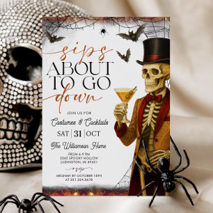 Sips About to Go Down Skelett Halloween-Party Einladung
