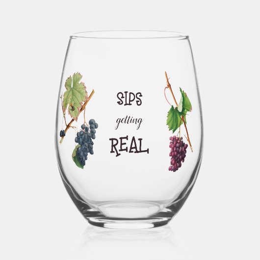 Sips Erleben Sie wahren Spaß Weinglas Ohne Stiel (Vorderseite)