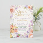 Sips & Sunshine Brautjungfern-Brunch Einladung (Stehend Vorderseite)
