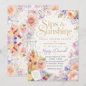 Sips & Sunshine Brautjungfern-Brunch Einladung (Vorne/Hinten)
