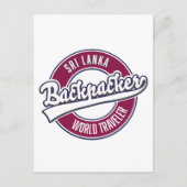 Sir Backpacker World Traveller Retro Logo Postkarte (Vorderseite)