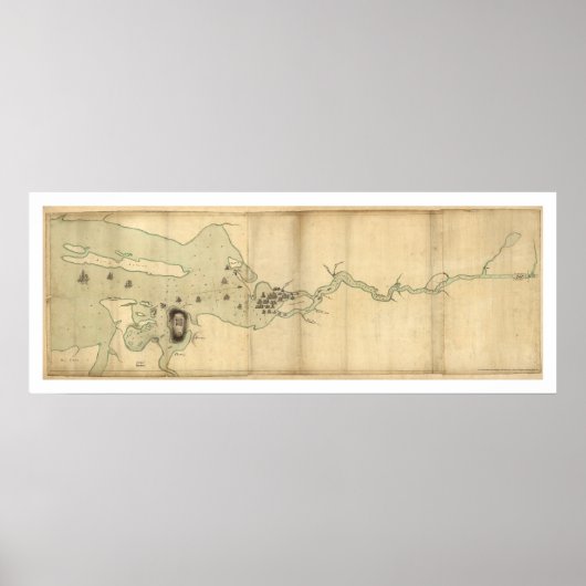Sir Collyer's Fleet on Penobscot River Map - 1779 Poster (Vorne)
