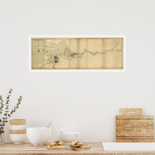 Sir Collyer's Fleet on Penobscot River Map - 1779 Poster (Küche)