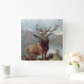 Sir Edwin Landseer | Monarch of the Glen, 1851 Quadratische Wanduhr (Zuhause)