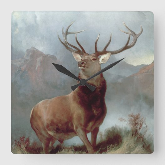 Sir Edwin Landseer | Monarch of the Glen, 1851 Quadratische Wanduhr (Vorderseite)