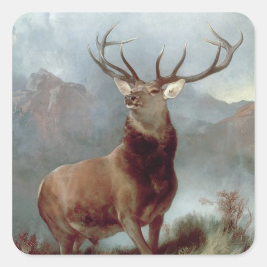 Sir Edwin Landseer | Monarch of the Glen, 1851 Quadratischer Aufkleber (Vorderseite)