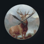 Sir Edwin Landseer | Monarch of the Glen, 1851 Runde Wanduhr<br><div class="desc">Abbildungsnummer: BAL3435 Monarch of the Glen,  1851 (Öl auf Leinwand). Landseer,  Sir Edwin (1802-73) Öl auf Leinwand. United Distillers and Vintners . 1851</div>
