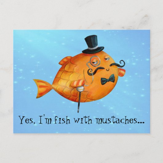 Sir Fishy Mustached Fish Postkarte (Vorderseite)