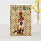 Sir Fox Alot & Owl Geburtstagkarte Karte (Gelbe Blume)