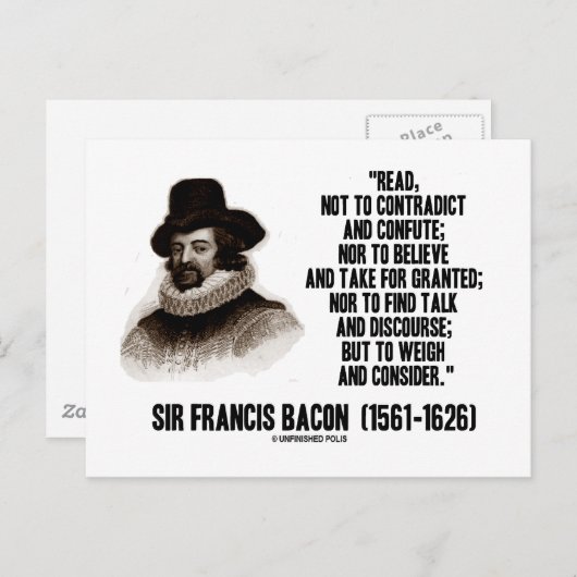 Sir Francis Bacon liest Zitat abwägen Postkarte (Vorne/Hinten)