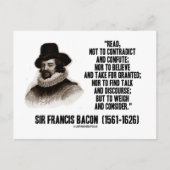 Sir Francis Bacon liest Zitat abwägen Postkarte (Vorderseite)