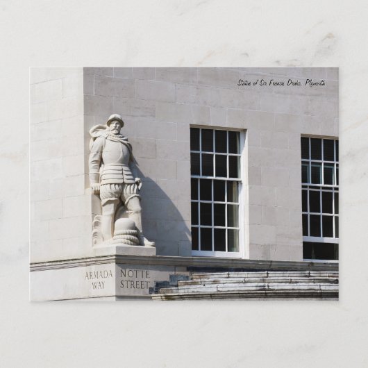 Sir Francis Drake Statue, Postkarte Plymouth (Vorderseite)