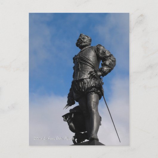 Sir Francis Drake Statue, Postkarte Plymouth (Vorderseite)