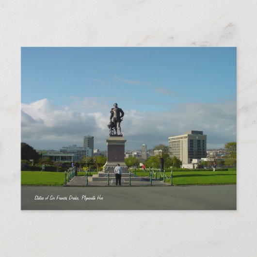Sir Francis Drake Statue, Postkarte Plymouth (Vorderseite)