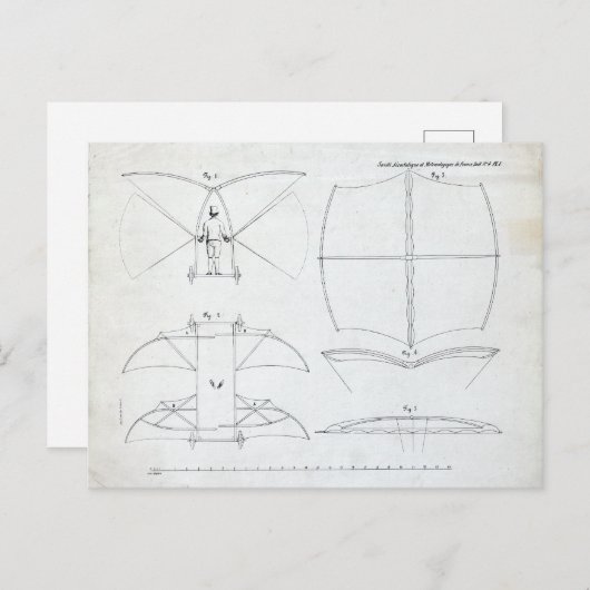 Sir George Cayley Man-Powered Flying Machine Postkarte (Vorne/Hinten)