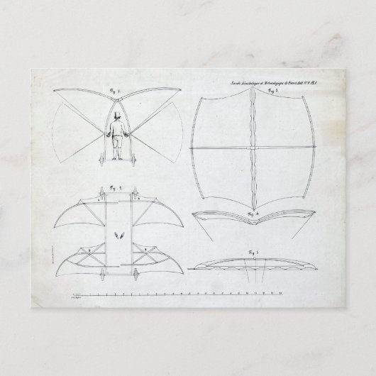 Sir George Cayley Man-Powered Flying Machine Postkarte (Vorderseite)