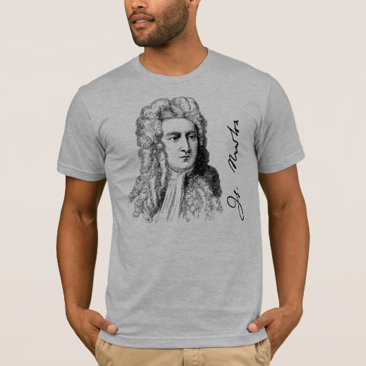 Sir Isaac Newton Portrait & Signature T-Shirt (Vorderseite)